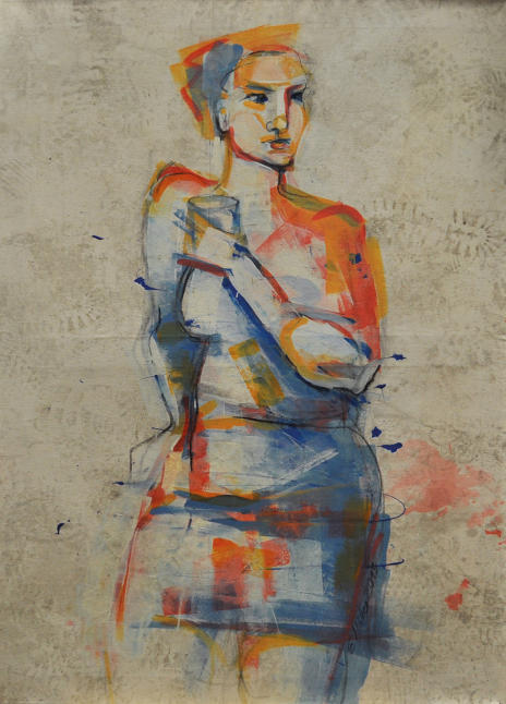 Auf der Strasse 5 (120 x 120, Acryl, Kohle auf Leinwand)