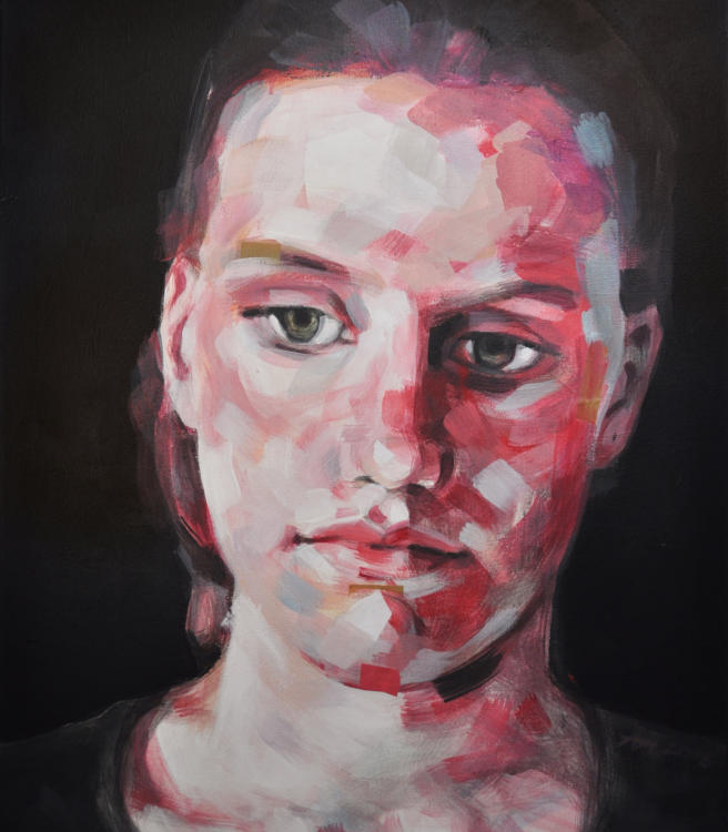 Murmelspieler 3 (120 x 120, Acryl, Kohle auf Leinwand)